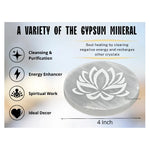 Selenite Charging Plate with Lotus Flower (4 Inch)