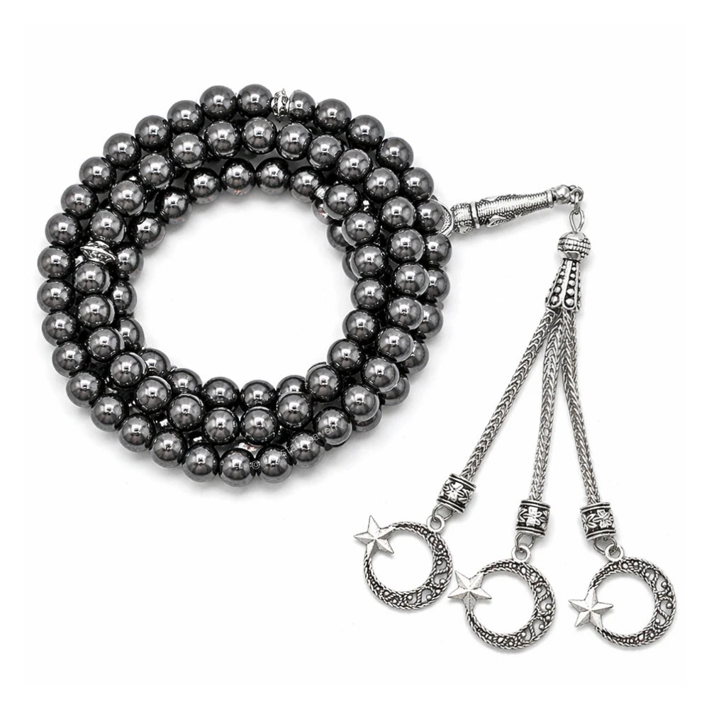 Hematite Crystal Tasbih (Silver)