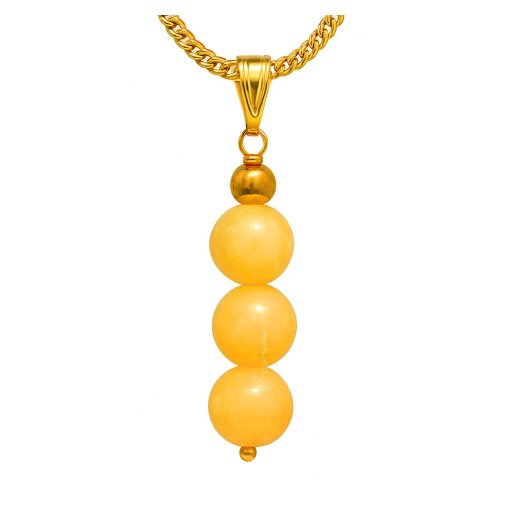 Yellow Calcite Crystal Bead Necklace (Gold)