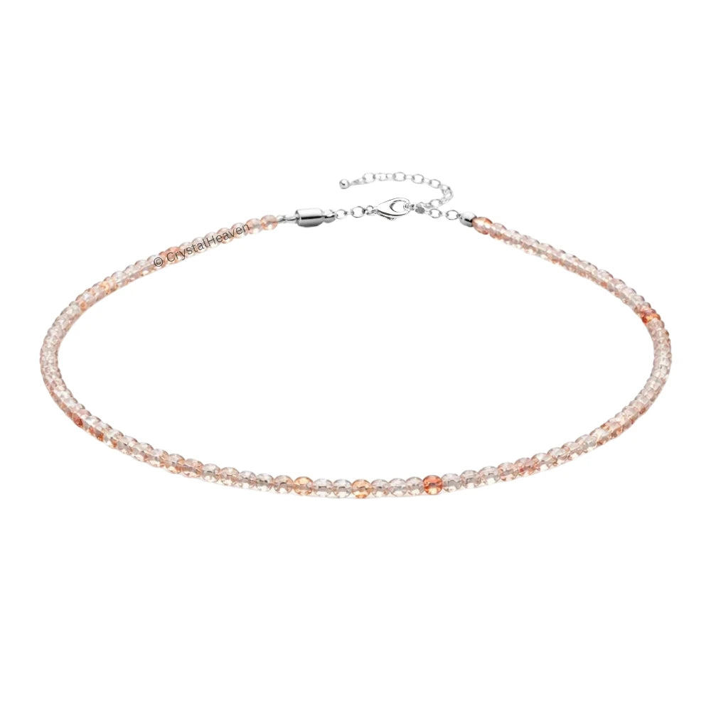 Copper Rutilated Quartz Anklet - 2mm Faceted Beads (Silver)