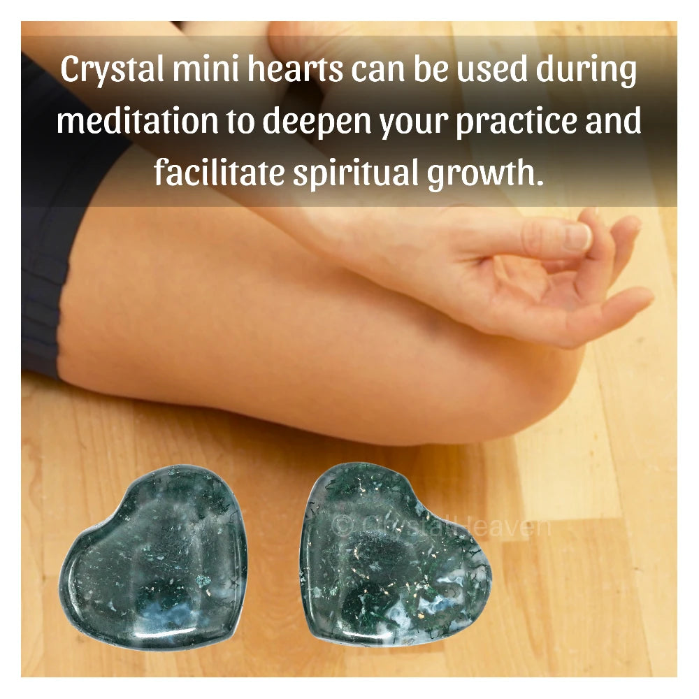 Moss Agate Mini Heart (Pack of 2)