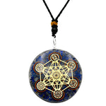 Lapis Lazuli Crystal Orgone Pendant - Chakra Metatron Cube