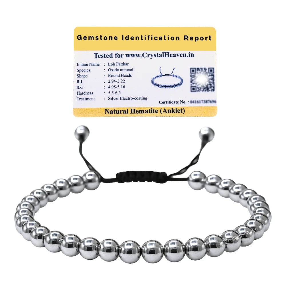 Silver Hematite Anklet (Without Knot)