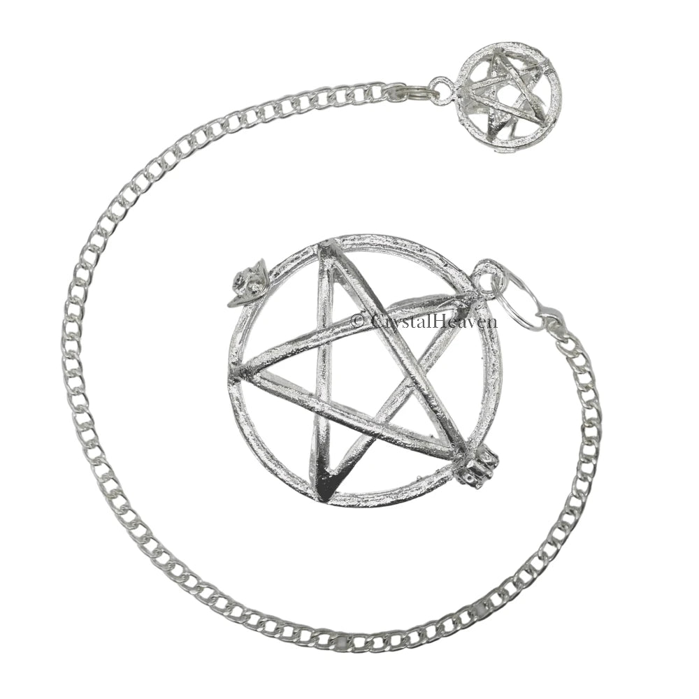 Metal Brass Pendulum - Silver Circular Star Cage (MP76)
