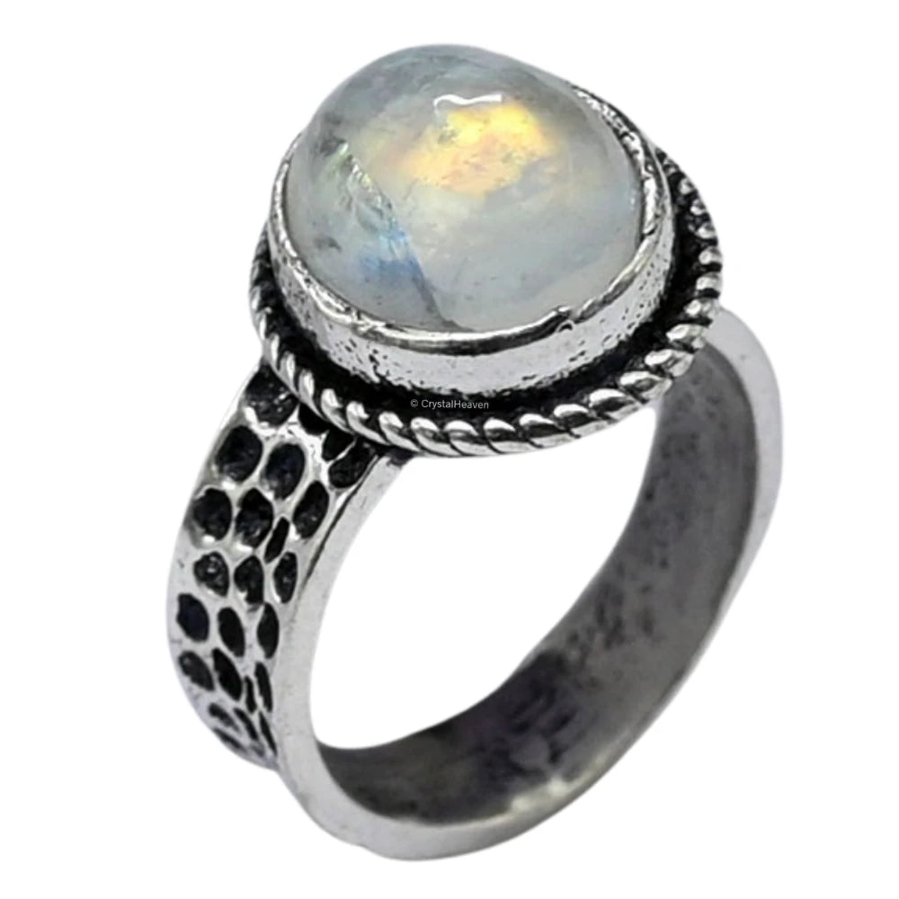 Rainbow Moonstone Ring (Silver/Oval)