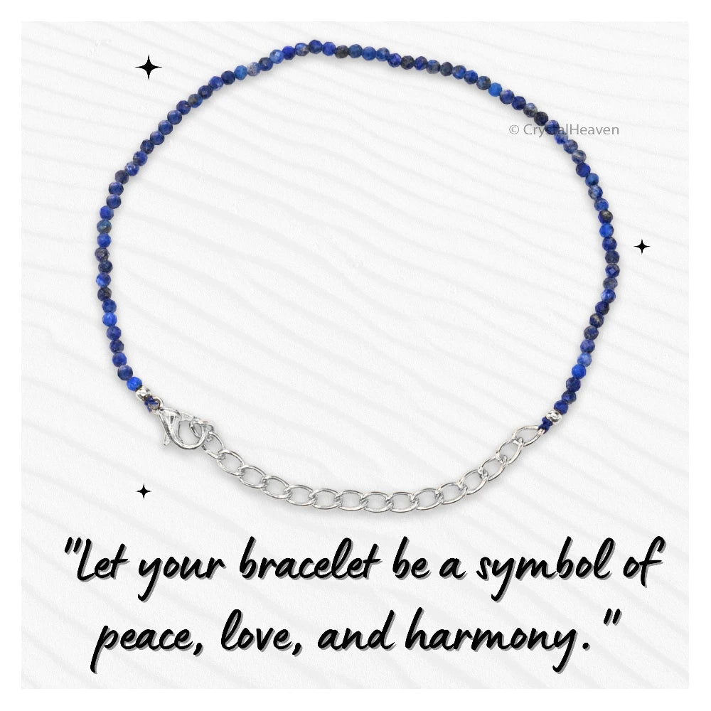Lapis Lazuli Bracelets - 2mm Faceted Beads (Silver)