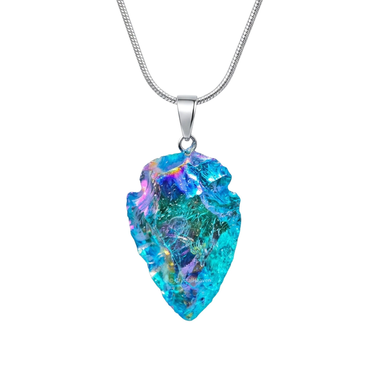 Aqua Aura Quartz Arrow Head Pendant