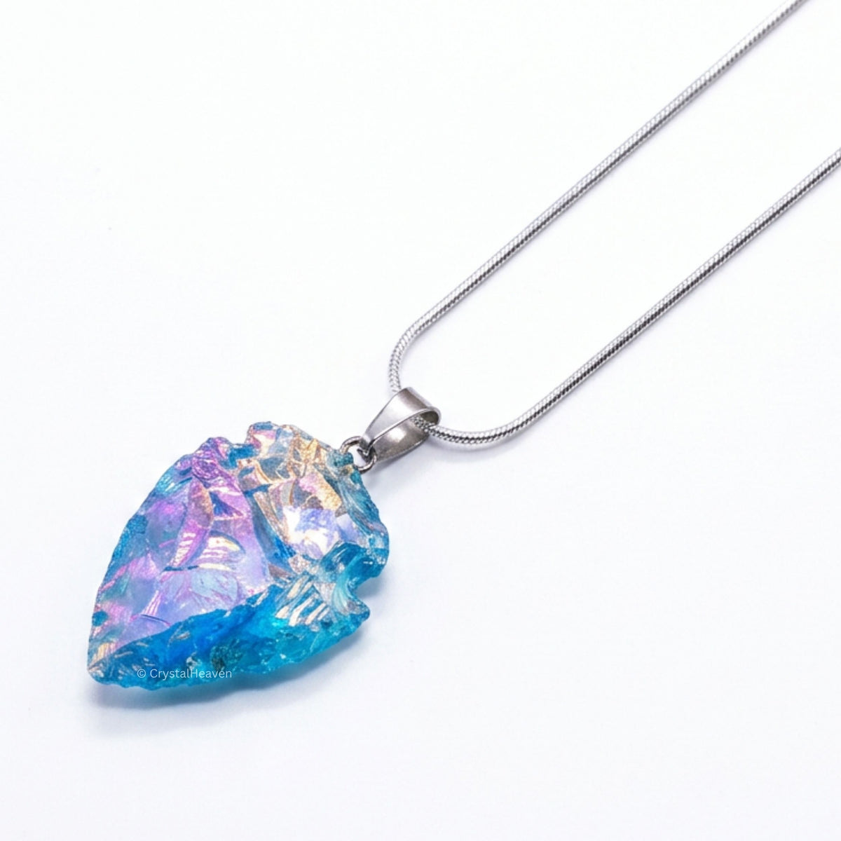 Aqua Aura Quartz Arrow Head Pendant