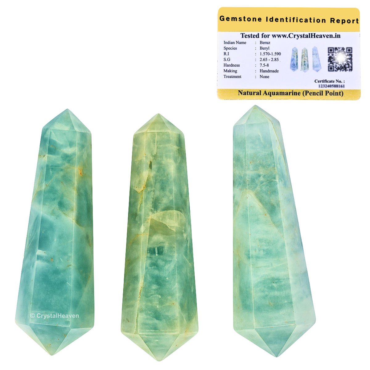Aquamarine Pencil Points (Double Terminated) (Set of 3)