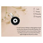 Black Evil Eye Pendant Necklace - Round (Silver)