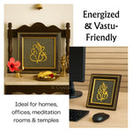 Golden Ganesha on Natural Pyrite Frame – Vastu Decor
