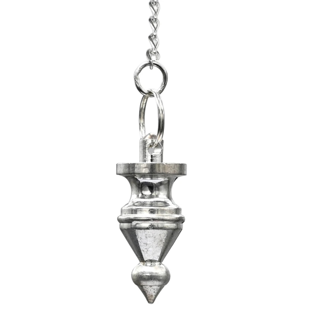 Metal Brass Pendulum - Silver Tear Drop with Ring Plate (MP101)