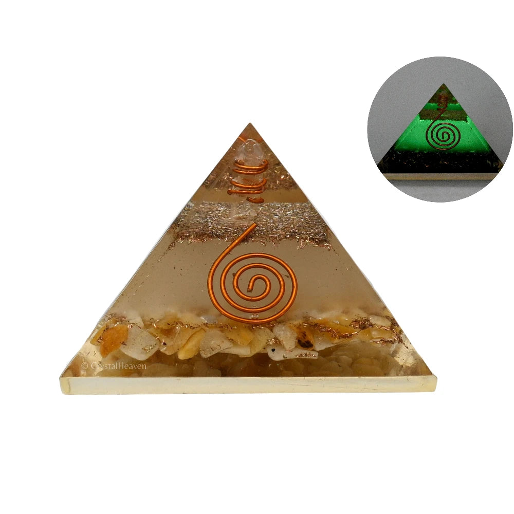 Yellow Jasper Orgone Pyramid - Glow In Dark
