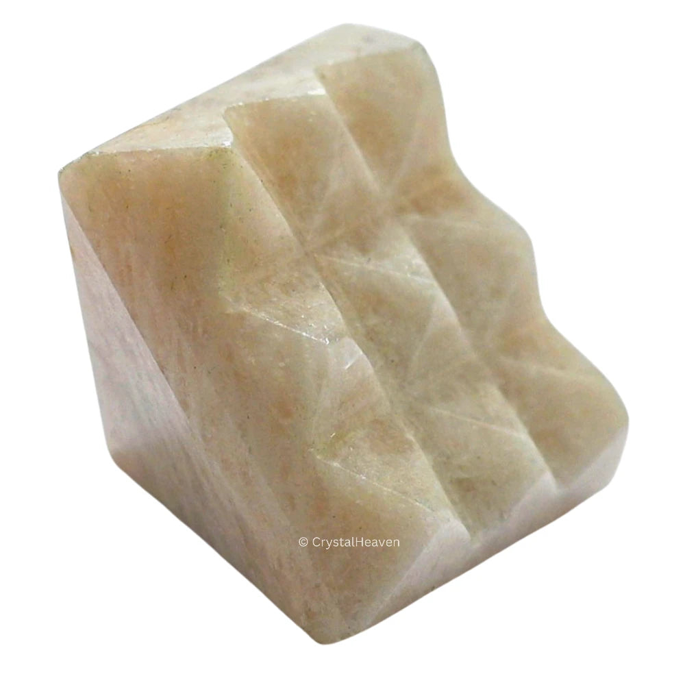 Cream Moonstone Lemurian Pyramid - Under 9 Pyramid Plate