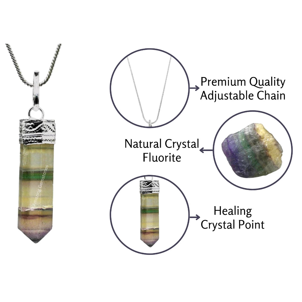 Fluorite Necklace - Pencil Point (Silver)