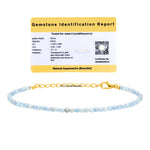 Aquamarine Bracelets - 2mm Faceted Beads (Gold)