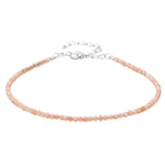 Peach Moonstone Anklet - 2mm Faceted Beads (Silver)