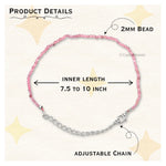 Pink Strawberry Bracelets - 2mm Faceted Beads (Silver)