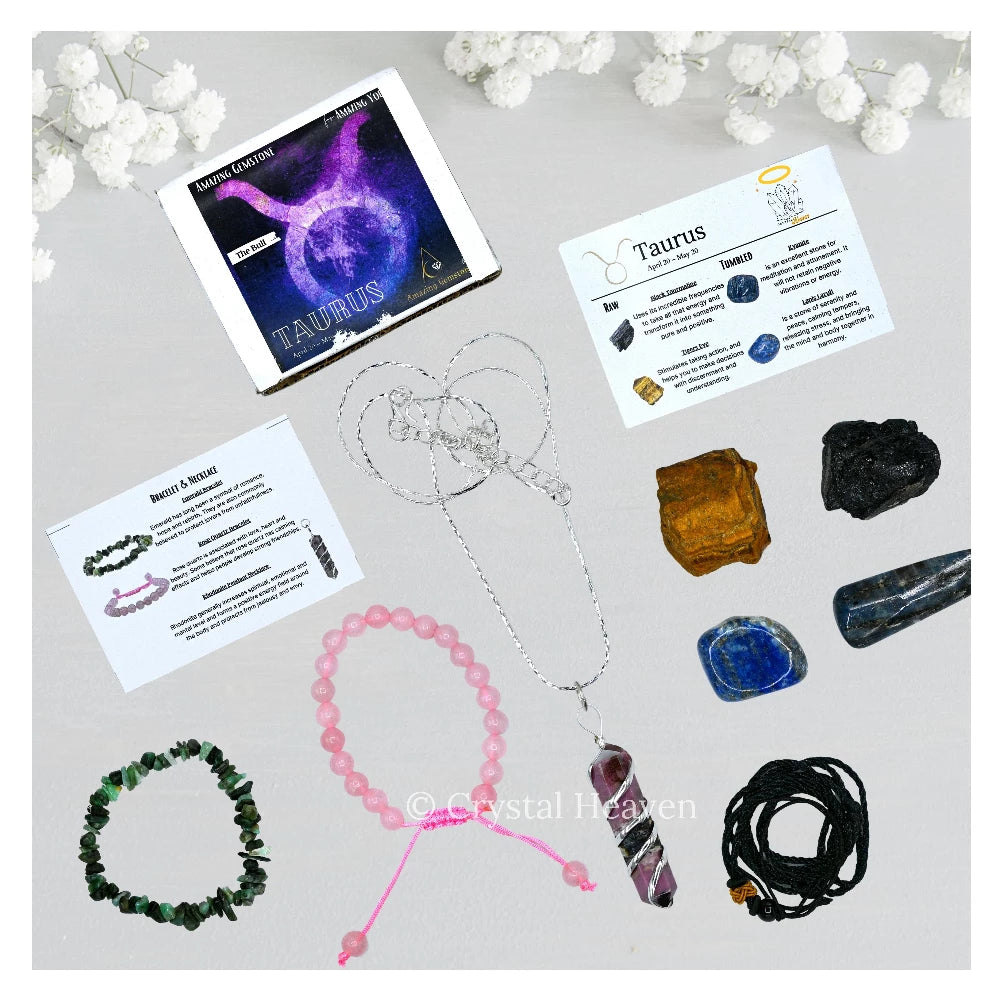 Taurus Healing Crystals and Stones Premium Set