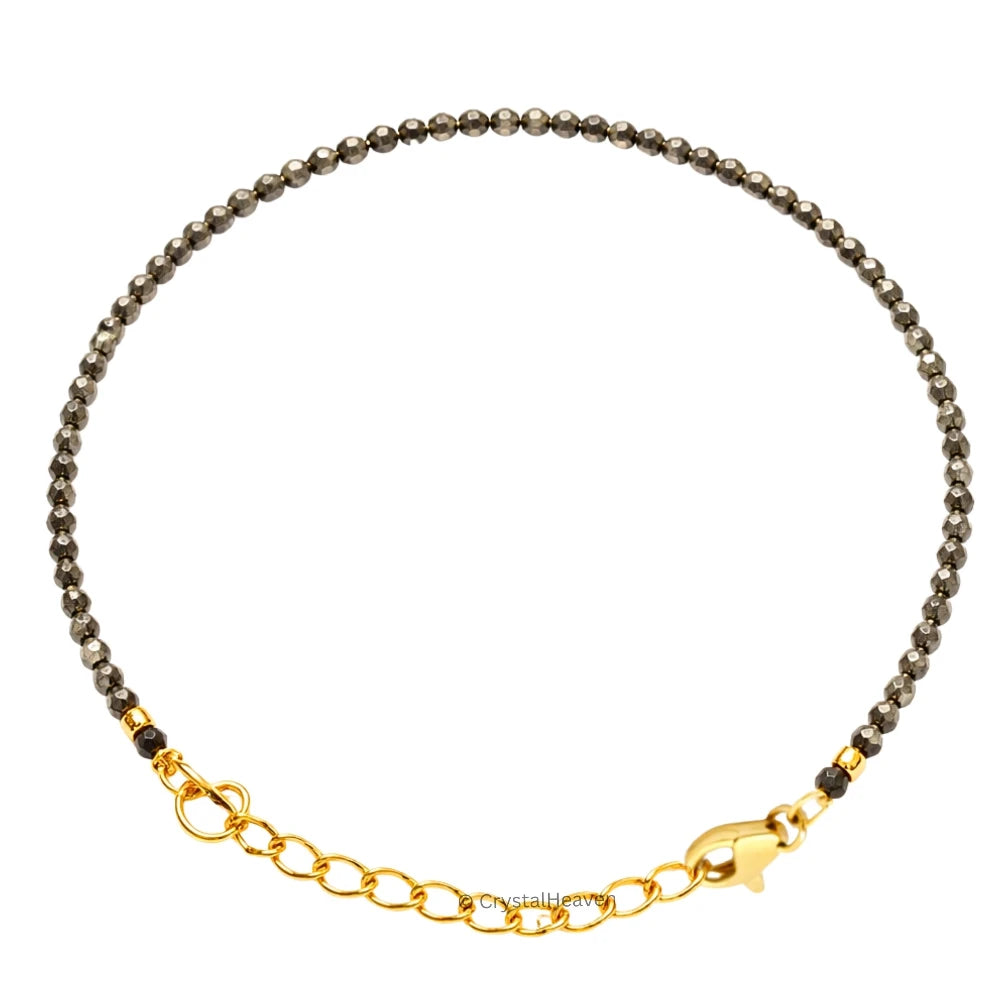 Pyrite Bracelets - 2mm Faceted Beads (Gold)