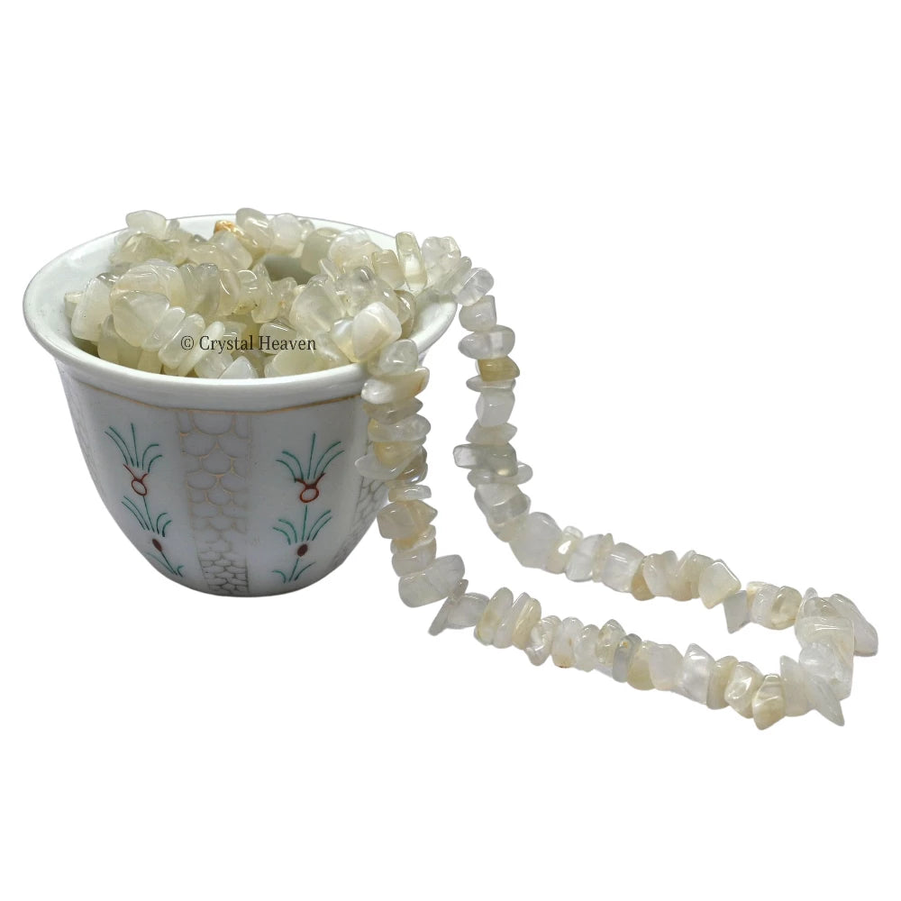 White Moonstone Chips - Pre Drilled