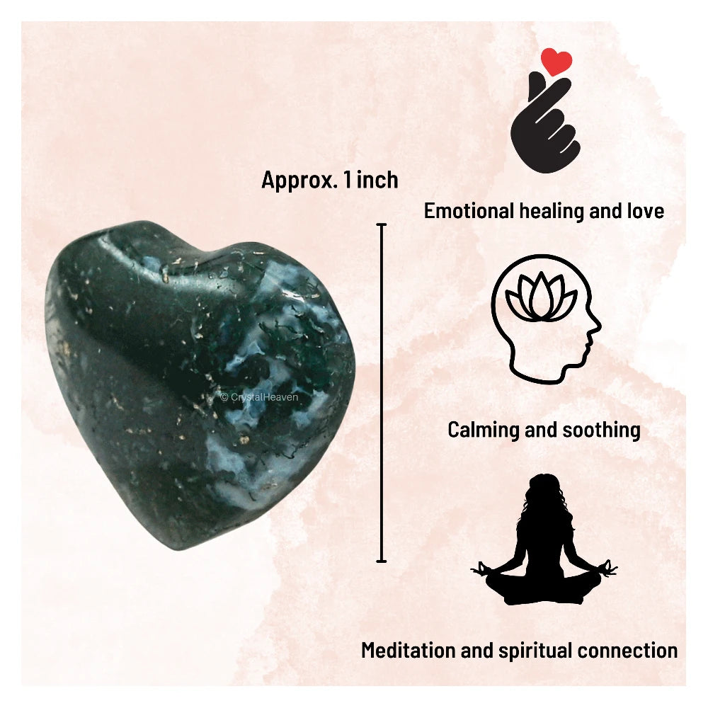 Moss Agate Mini Heart (Pack of 2)