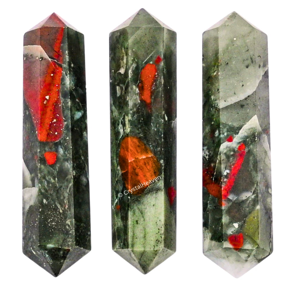 African Bloodstone Pencil Points (Double Terminated) (Set of 10)
