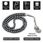 Hematite Crystal Tasbih (Silver)