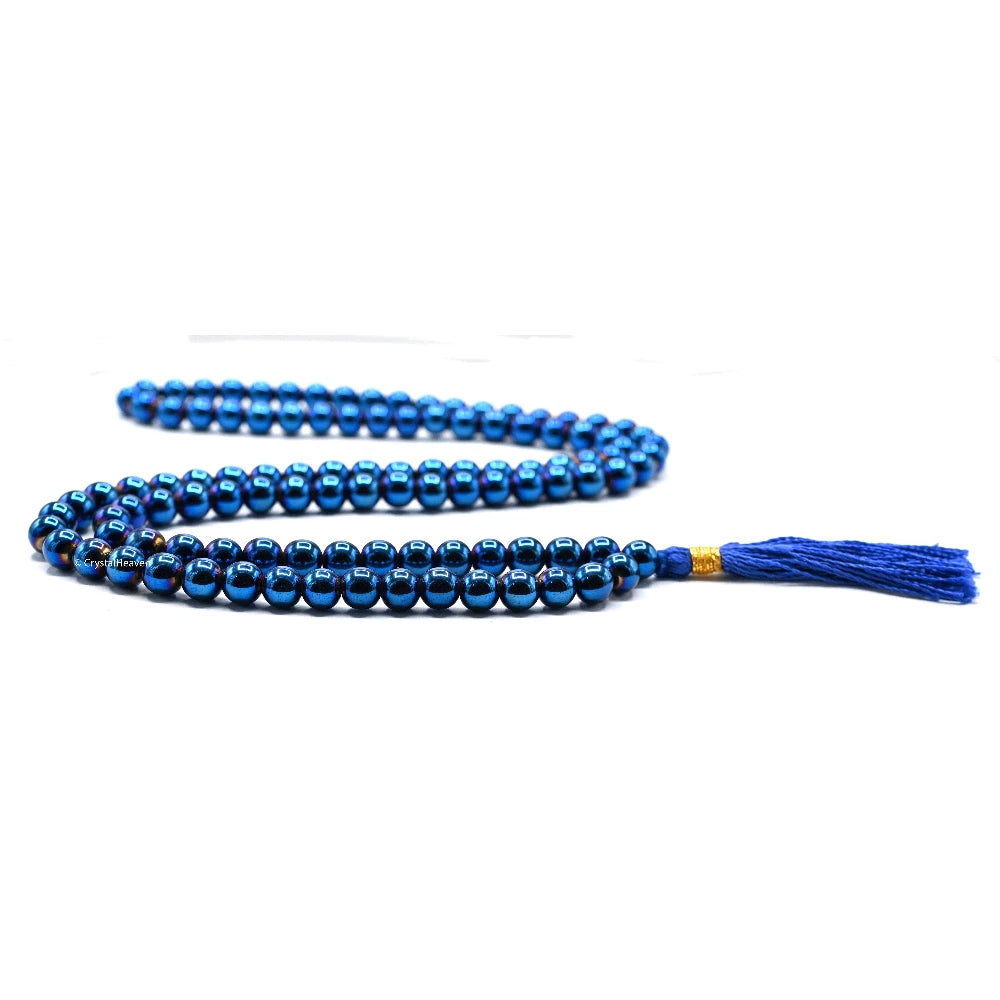Blue Hematite Japa Mala (Without Knot)