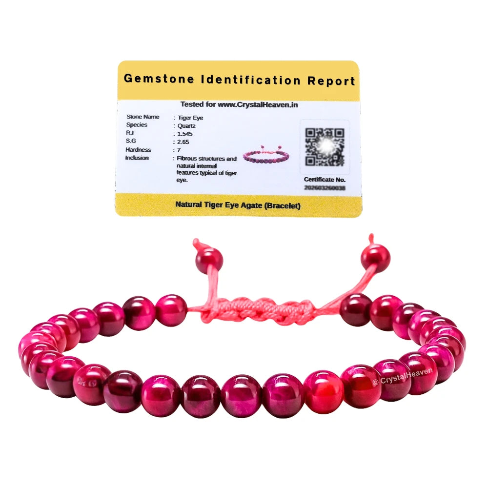 Pink Tiger Eye Healing Crystal Bracelets - 6mm Beads (Adjustable)