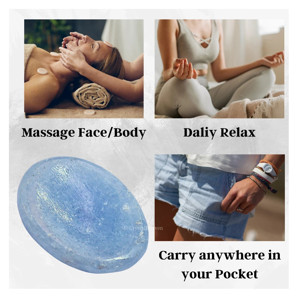 Blue Calcite Worry Stone