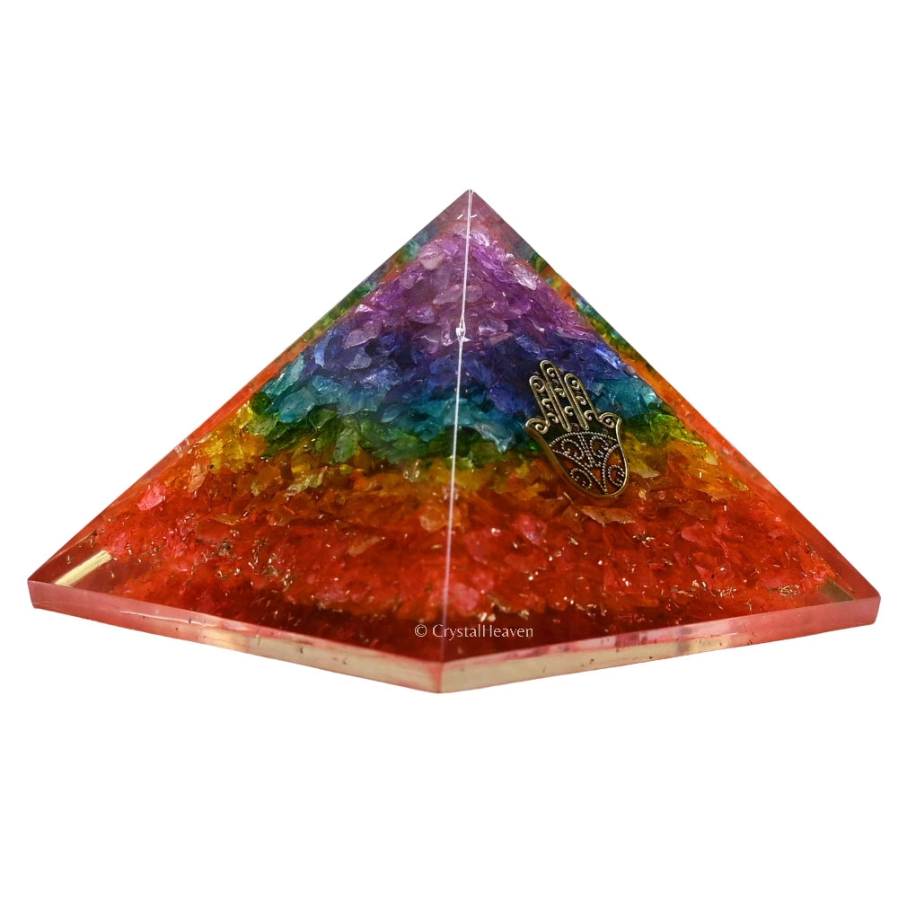 7 Chakra Onyx Orgone Pyramid (Small Hamsa)