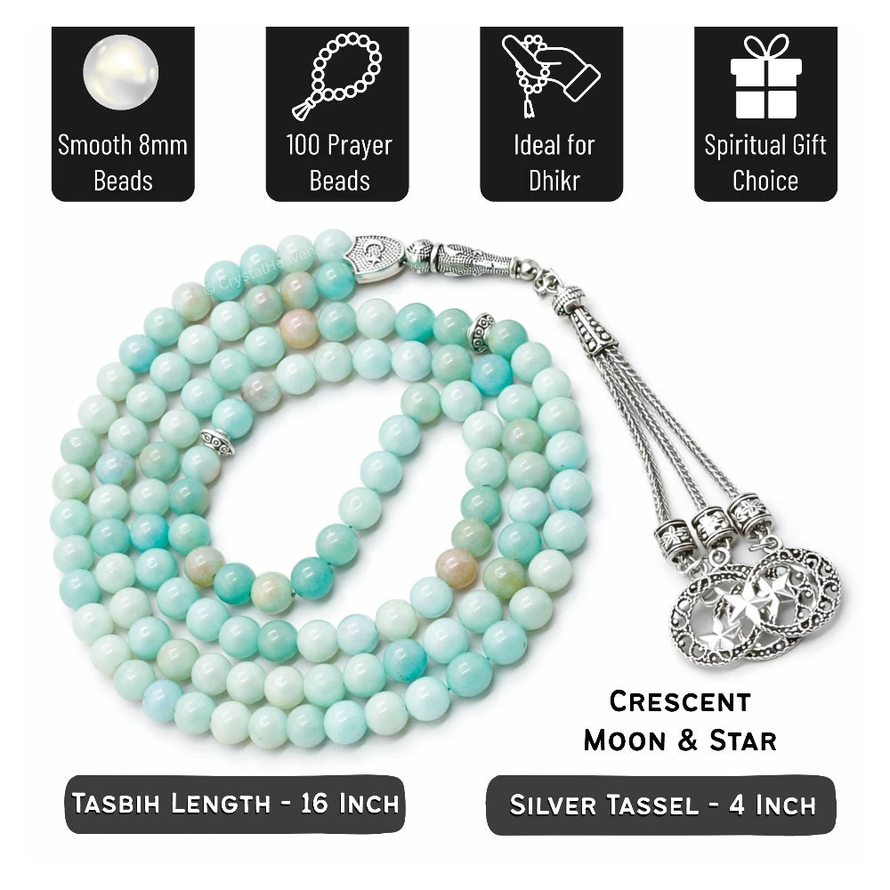 Amazonite Crystal Tasbih (Silver)