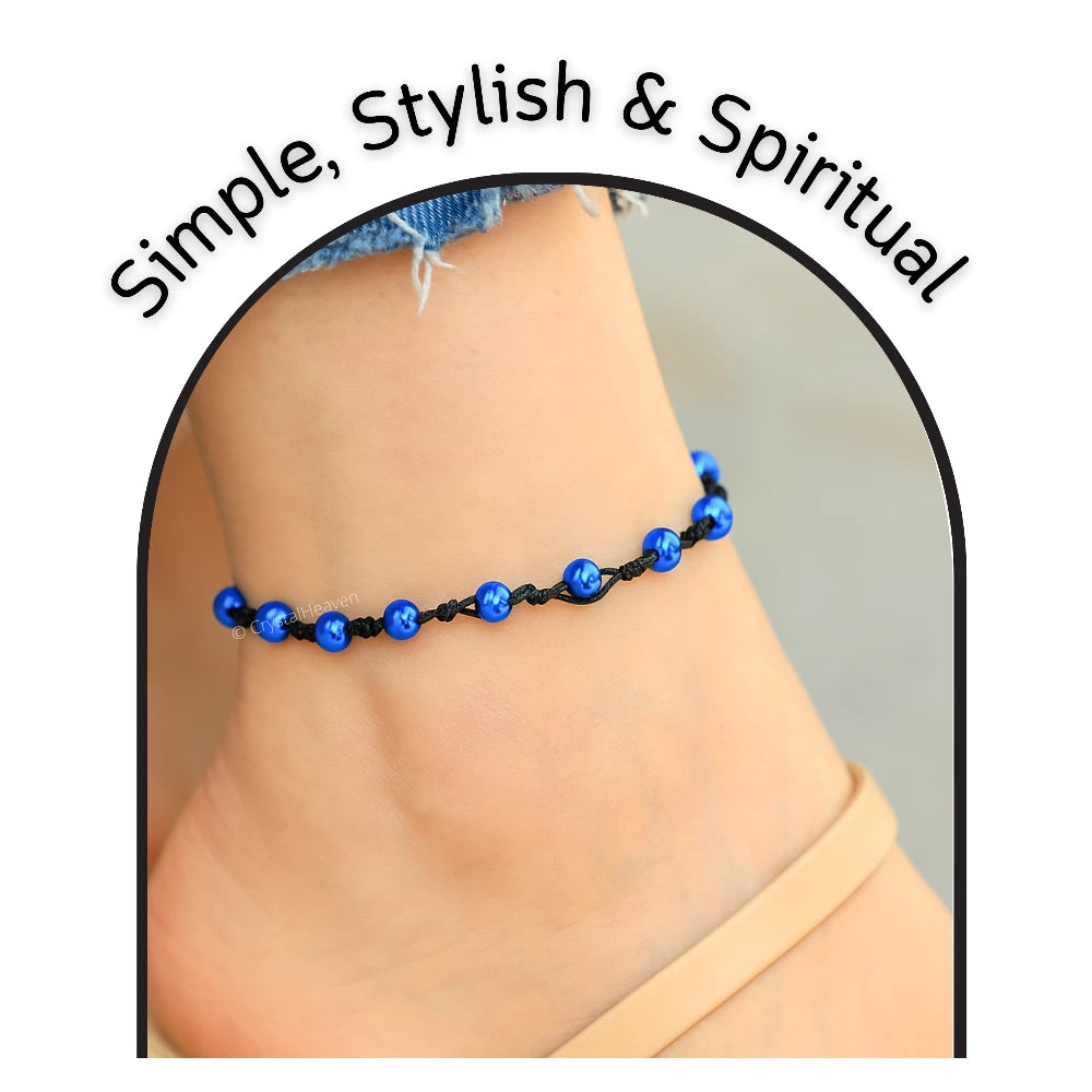 Blue Hematite Anklet (Hand Knotted)