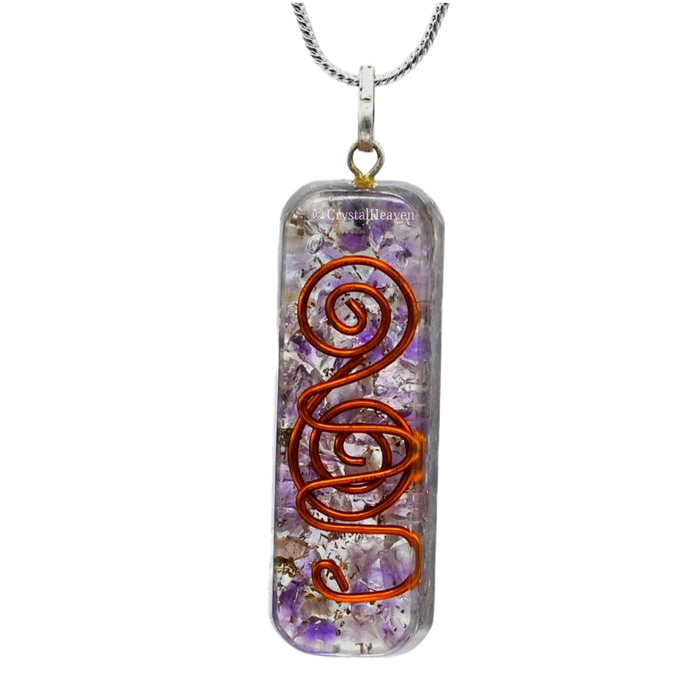 Amethyst Crystal Orgone Pendant - Rectangle