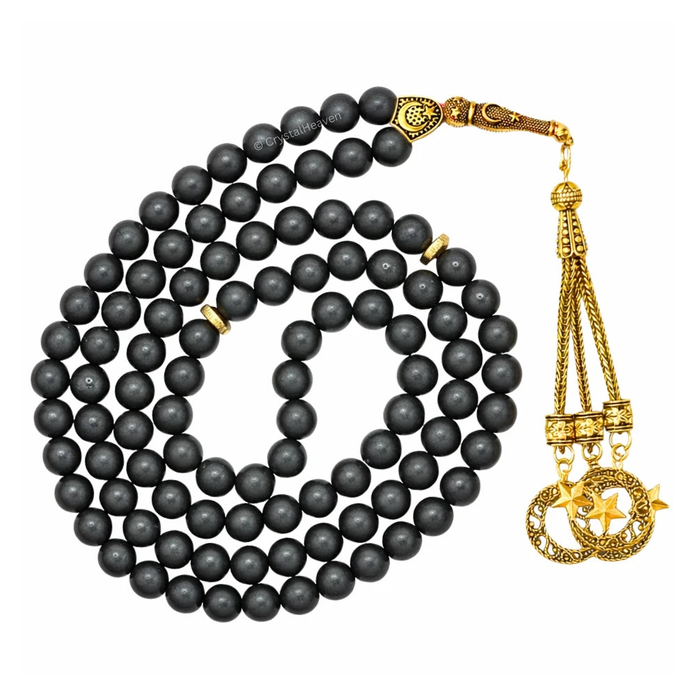 Shungite Crystal Tasbih (Gold)