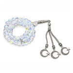 White Mermaid Glass Crystal Tasbih (Silver)