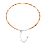 Rutilated Quartz Anklet - 2mm Faceted Beads (Silver)