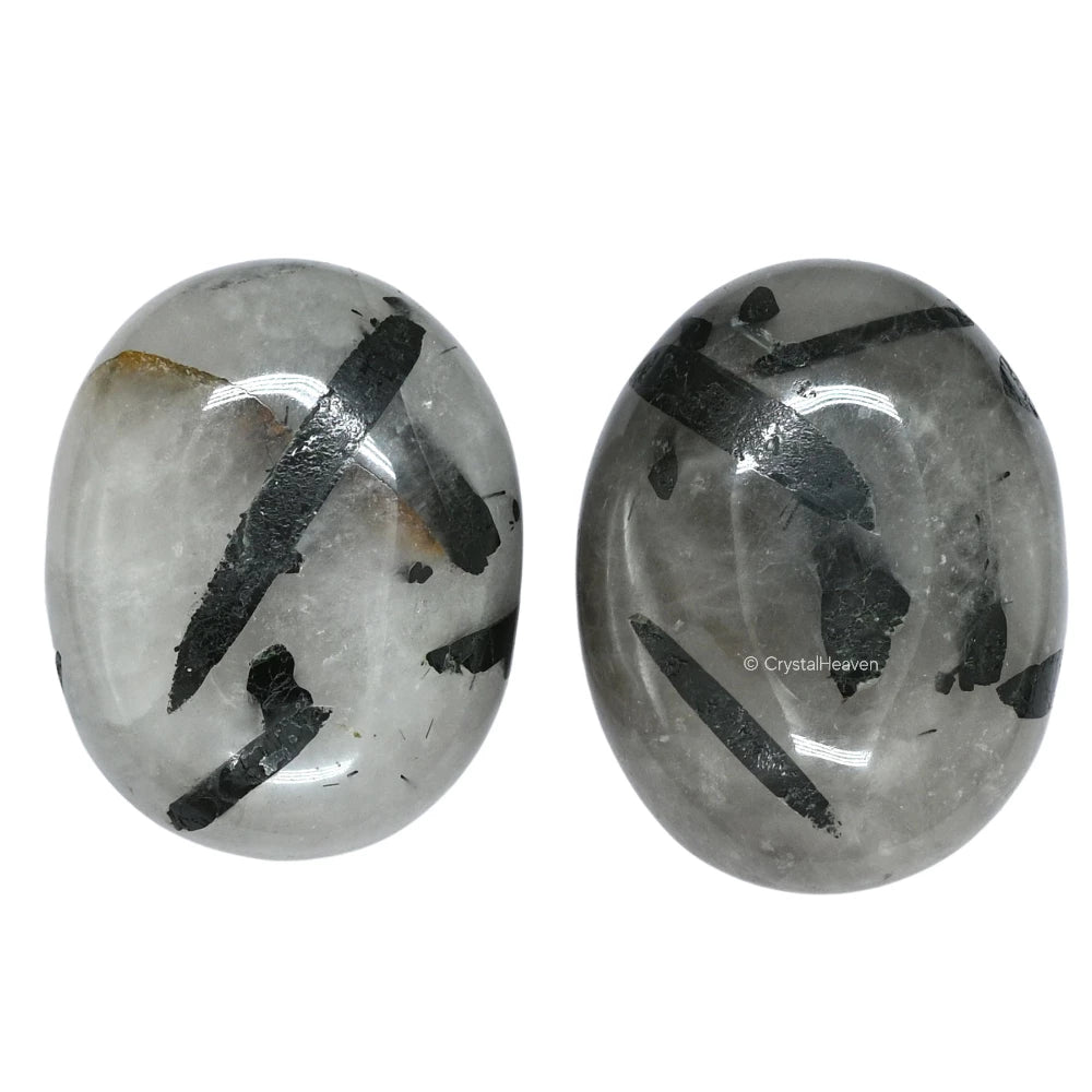 Black Rutilated Quartz Palm Stone