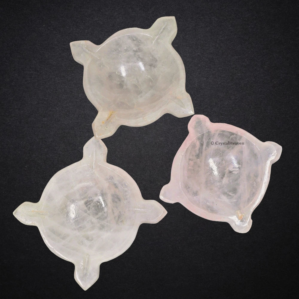 Rose Quartz Crystal Diya - 4 Batti