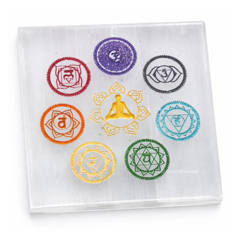 Selenite Charging Plate - 7 Chakra (Square)