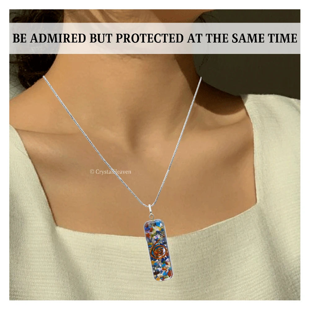 Mix Gemstone Crystal Orgone Pendant - Rectangle
