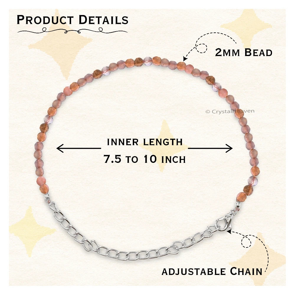 Golden Moonstone Bracelets - 2mm Faceted Beads (Silver)