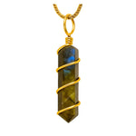Labradorite Necklace - Spiral Pencil Point (Gold)