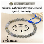 Labradorite Healing Crystal Bracelets - 6mm Beads (Adjustable)
