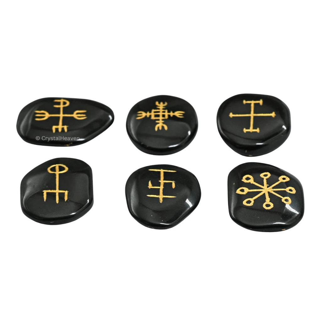 Black Agate Pagan Wiccan Stones (Set of 6)
