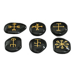 Black Agate Pagan Wiccan Stones (Set of 6)