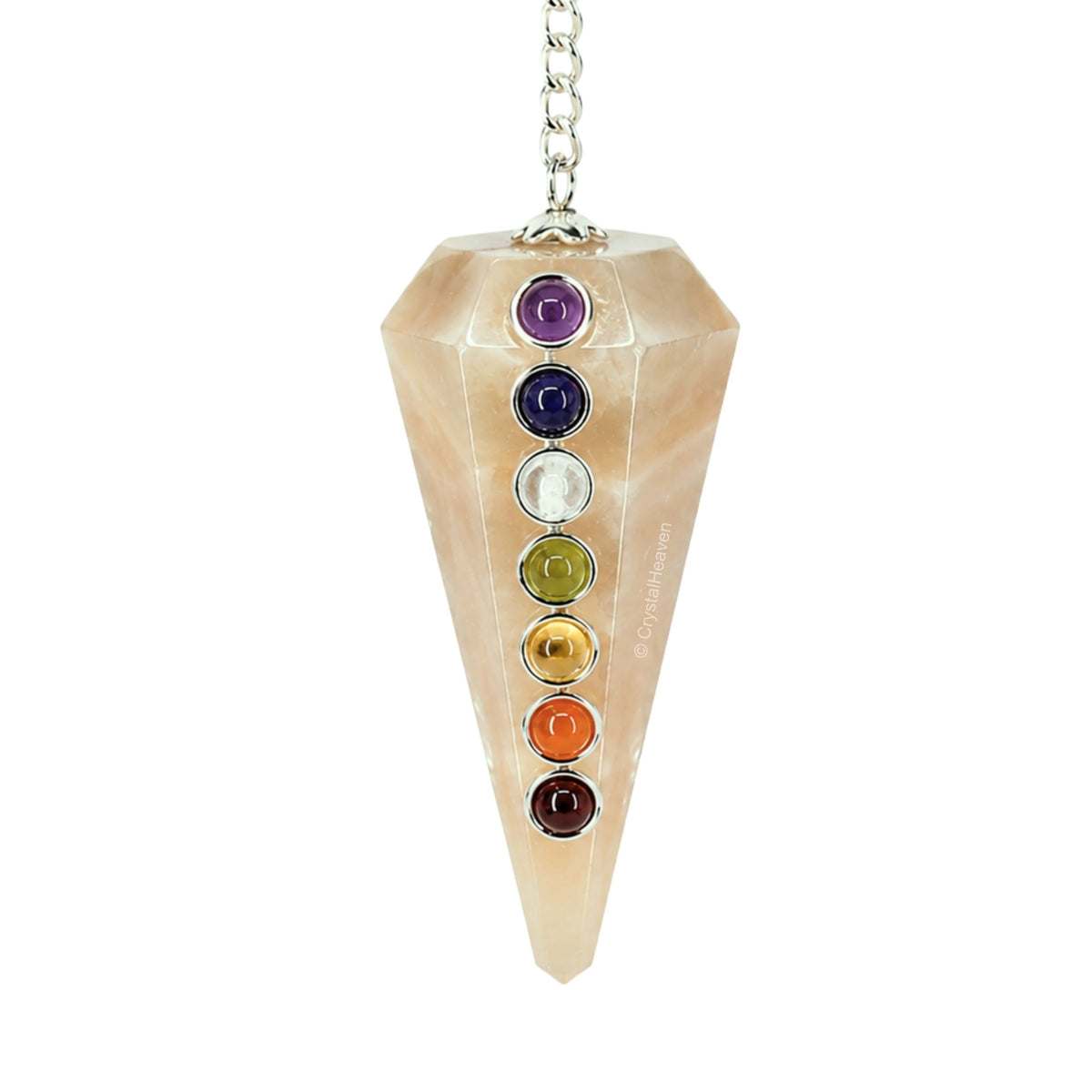 Cream Moonstone Pendulum with Chakra Beads