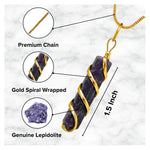 Lepidolite Necklace - Spiral Pencil Point (Gold)