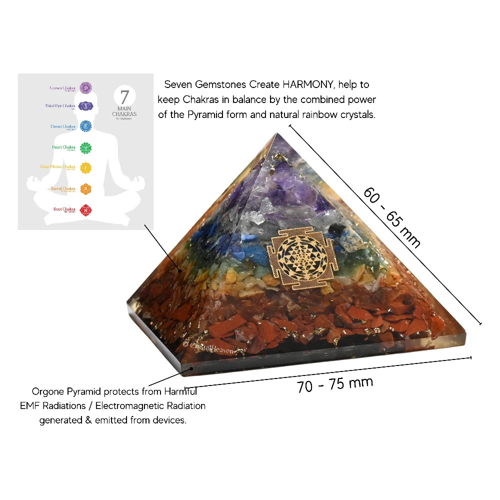 7 Chakra Orgone Pyramid (Small Shriyantra)